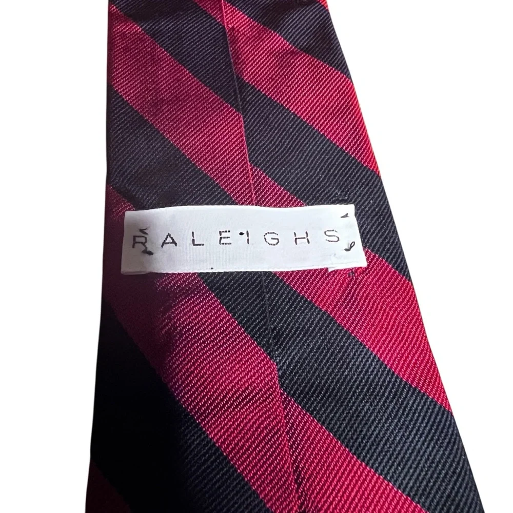 VINTAGE RALEIGHS 100% Silk Repp Striped Maroon/Blue Made in USA 56.5x 3”